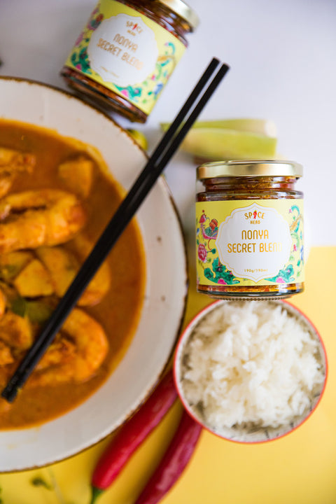Nonya Pineapple Prawn Curry with our special  Secret Blend.