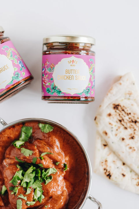 Easy to Cook Butter Chicken garnished with Coriander.